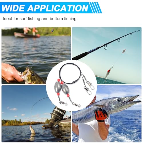 Saltwater Bottom Fishing Rigs Carolina Rig with Stainless Steel Wire Leader Egg Sinkers Surf Fishing Ready Rigs for Flounder, Striped Bass, Snapper, Grouper, Redfish, Drum 0.5–2 oz, 4Pcs - size: 1.5oz-4pcs