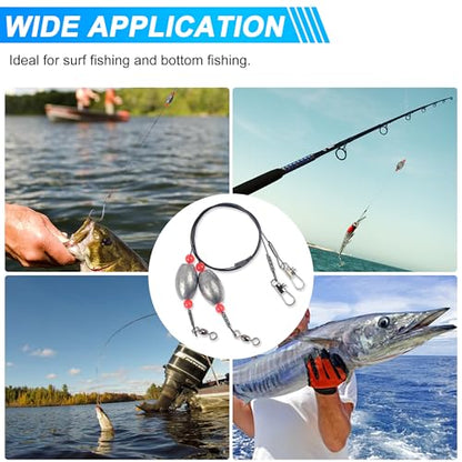 Saltwater Bottom Fishing Rigs Carolina Rig with Stainless Steel Wire Leader Egg Sinkers Surf Fishing Ready Rigs for Flounder, Striped Bass, Snapper, Grouper, Redfish, Drum 0.5–2 oz, 4Pcs - size: 2oz-4pcs