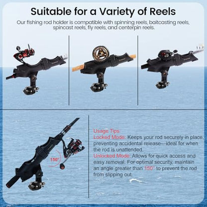 Hitorhike Side Track Fishing Rod Holder Mount, Heavy-Duty Side-Mounted Base, Compatible with 2 Mounting Bolt Options for Lund Sport,Lowe, Bass Boats&Kayaks - style: Side Track Mount Fishing Rold Holder 1-pack