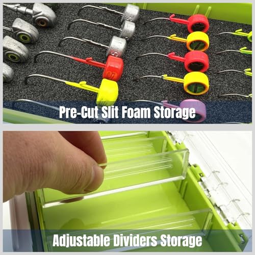 Sturdy Dual Sided Small Tackle Box Organizer, Waterproof Sealed Clear Fishing Tackle Box Tray Storage Case with Slit Foam for Jig Heads-Flies-Spoons-Rigs and Lures (FN0803) - style: FN0803