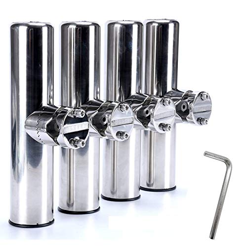 Amarine Made Boat 4pcs Fishing Rod Holder, Stainless Rail Mount Clamp on Rod Holder, Adjustable Fishing Pole Holder for Rails 7/8" to 1"