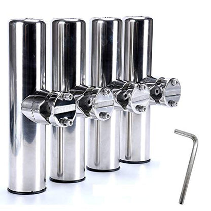 Amarine Made Boat 4pcs Fishing Rod Holder, Stainless Rail Mount Clamp on Rod Holder, Adjustable Fishing Pole Holder for Rails 7/8" to 1"