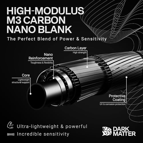 Dark Matter Psychedelic Casting Fishing Rods Medium Heavy Power X - High-Modulus M3 Carbon Nano Baitcaster Rod Saltwater and Freshwater Fishing Rods, 7ft Medium Heavy Baitcasting Rod - color: Black, size: 7'0" Power - X
