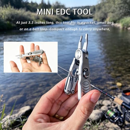 Fishing Line Cutter, Split Ring Opener, Retractable Lanyard, Compact Pliers | For Braided, Mono & Fluoro Lines, Knot Tying Aid, Stainless Steel, Non-Slip, Safety Lock, 3.5 Inches, Hook Cleaner, Rustproof