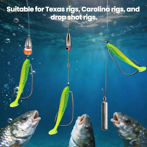 FishTrip 25/50pcs EWG Fishing Hooks for Bass Fishing, Extra Wide Gap Offset Worm Hooks Texas Rig Fish Hooks for Bass Trout Freshwater Saltwater (#10–8/0) - size: 2/0_50pcs