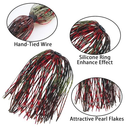 Silicone Jig Skirts Spinnerbait Skirts, 18 Bundles Bass Fishing Jigs Replacement Skirts Kit DIY Fishing Lures Rubber Skirts for Spinnerbaits Buzzbaits Squid Jig Accessories 50 Strands