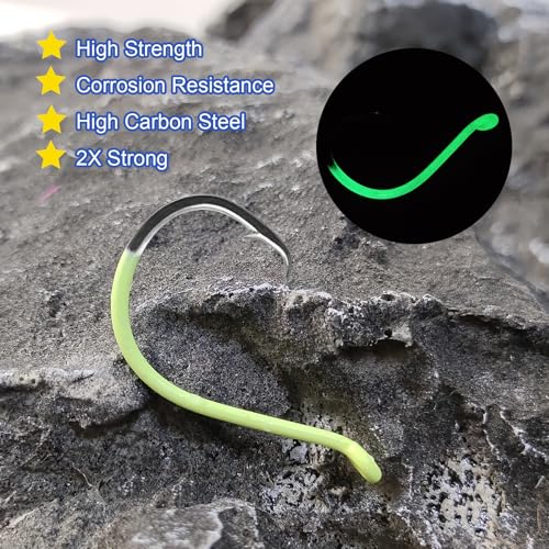 Eupheng Glow in Dark Circle Hooks 2X Strong Offset Freshwater Saltwater Fish Hooks for Catfish Bass Trout, Pack of 10, Available in 8 Sizes (#4 to 5/0) Luminous Circle Hooks - size: 2/0_10pcs