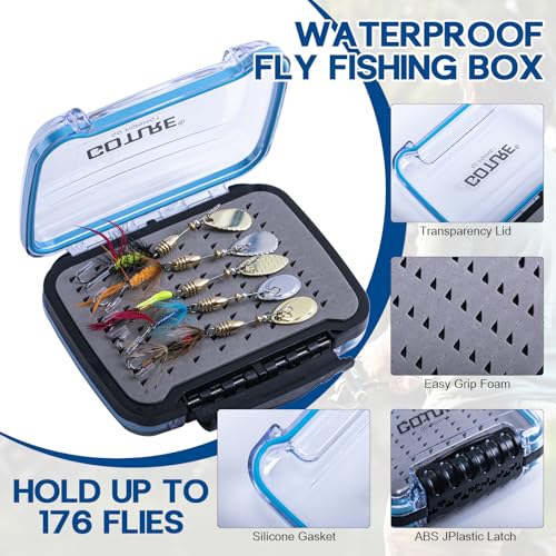 Goture Trout Lures Fishing Spinners,Rooster Bait Tail Bass Fishing Lures with Brass Spinner Blade Fish-Shaped Jig Heads for Freshwater Saltwater,Salmon Steelhead Trout Spinner Bait with Tackle Box - color: D:10pcs Trout Spinners