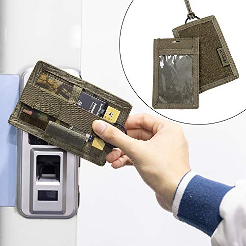 EXCELLENT ELITE SPANKER Tactical ID Card Holder Adjustable Neck Lanyard Key Ring Loop Patch Badge Holder and Credit Card Organizer (Ranger Green) - color: Ranger Green