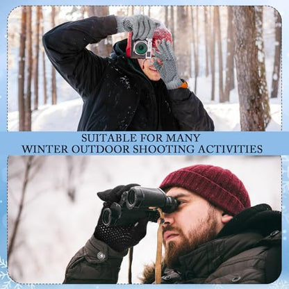 Geyoga 2 Pairs Wool Fingerless Fishing Gloves for Men Women Anti-Slip with Grip Dots Warm Winter Fly Ice Fishing Gloves - color: Black and Gray, style: 3 Cut Fingers