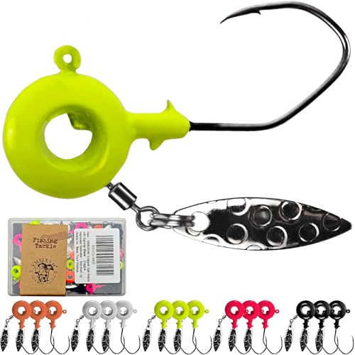 Crappie Jigs with Spinner, 15 Pcs Scent Holder Underspin Crappie Jig Heads for Bass Panfish Walleye Fishing, 1/8oz, 1/16oz - color: 1/8oz - 15 Pcs