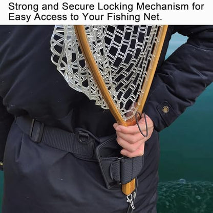 Aventik Fly Fishing Landing Net for Trout Soft Rubber Ghost Mesh Catch and Release Wooden Frame Lightweight and Tangle-Free - style: Round Head+magnet+net Holder
