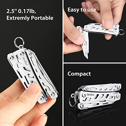 Nextool EDC Keychain Multitool, 10 in 1 Mini Pocket Knife Multi Tool with Needlenose Pliers, Scissors, Mini Useful Cool Gadgets for Men, Father's Day Gifts from Daughter-Sliver - color: Silver-s