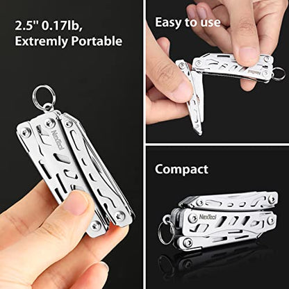 Nextool EDC Keychain Multitool, 10 in 1 Mini Pocket Knife Multi Tool with Needlenose Pliers, Scissors, Mini Useful Cool Gadgets for Men, Father's Day Gifts from Daughter-Sliver - color: Silver-s