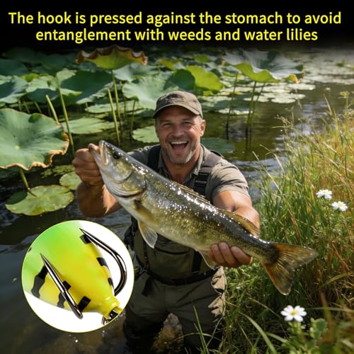 Frog Fishing Lures 6PCS, Topwater Weedless Soft Baits with Spinner Tail, Floating Hollow Body for Bass, Pike, Trout - Freshwater & Saltwater
