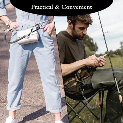 Dimeho Retractable Safety Coiled Lanyard Heavy Duty Fishing Lanyard Fishing Rod Tether Accessories - size: 1.5 m