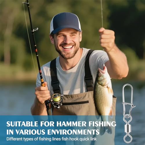 50 Pcs Fishing Swivels Set, Durable Carbon Steel Fishing Swivels & Snaps for Smooth Rotation, Tangle-Reducing Rigging, Ideal for Freshwater & Saltwater Anglers