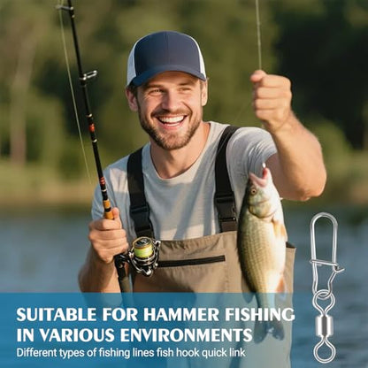 50 Pcs Fishing Swivels Set, Durable Carbon Steel Fishing Swivels & Snaps for Smooth Rotation, Tangle-Reducing Rigging, Ideal for Freshwater & Saltwater Anglers