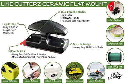 LINE CUTTERZ Rust-Free Patented Ceramic Blade Mountable Quick Fishing Line Cutter - color: Black