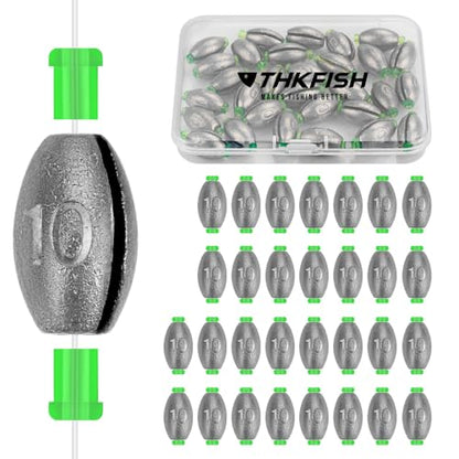THKFISH Egg Fishing Sinkers Weights, Removable Rubber Core Fishing Weights Twist-Lock Sinker,Bass Weights Sinker Tackle Saltwater Casting Fishing Sinkers Set Oval Freshwater,1/8-1OZ - size: 3/8OZ-30PCS