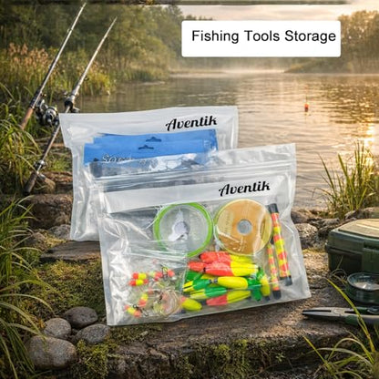 Aventik Fishing Bait Storage Bags -(10/20PACK) Durable Clear Organizer for Soft Plastic Baits, Lures, Tackle & Fishing Gear - Waterproof and Reusable Size 11.18” X 9.45”(20pcs) - size: 11.18 X 9.45inch-20PACK