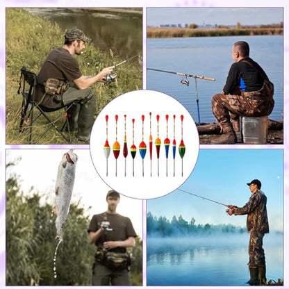 Fishing Float and Bobber,10 Pcs Oval Trout Float Foam Fishing Floats Wood Slip Fishings Bobbers, Bobber Stopper Spring Stick Slip Floats Accessories for Fishings