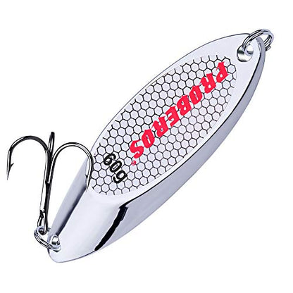 PROBEROS Fishing Spoons Lures Bass Baits Jigging Bait Tackle with Treble Hooks Hard Metal Spoon Fishing Lure Weight Pick 10 Pcs/Pack Silver Gold - color: 10PCS Silver, size: 60G-2.12oz