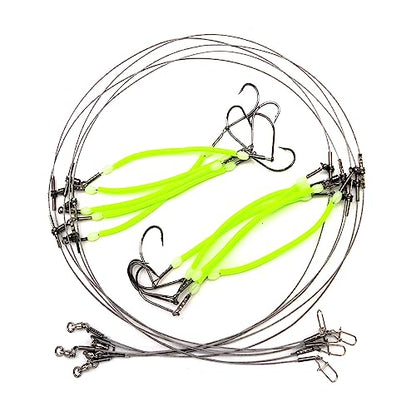 High Strength Steel Wire Leader Rigs with Hooks Swivels Snap Connect,Saltwater Fishing Assecories Steel Wire Leader with Nylon-Coating - size: 22#