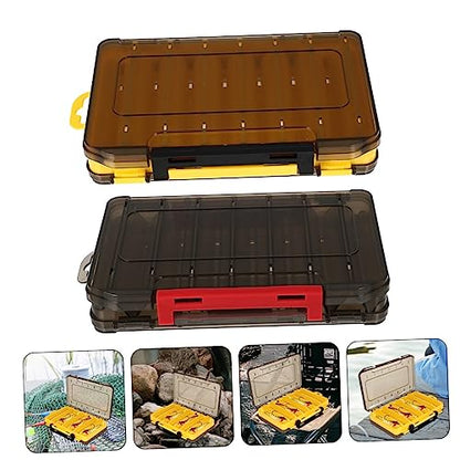 2pcs Fishing Lure Organizer Drain Design Multi-Compartment Bait Storage Box for Soft and Hard Lures for Freshwater Fishing Gear and Accessories