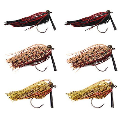 Bass Jigs Bass Fishing Lures Weedless Swim Jig Football Jig Finesse Jig Flipping Jig Fishing Jig Heads Fishing Lures for Bass Pike Walleye Muskie Crappie Sunfish Trout - size: 6pcs-1/4 oz, style: Football Jigs