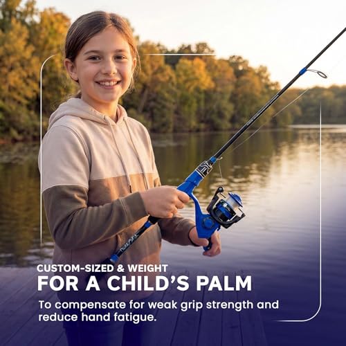 DaddyGoFish Spinning Fishing Rod and Reel Combo Set with Tackle Box | Kids Fishing Pole | Carbon Fiber Telescopic Fishing Rod Kit | Spinning Reel for Travel Saltwater Freshwater Fishing Gear Kit - color: Blue