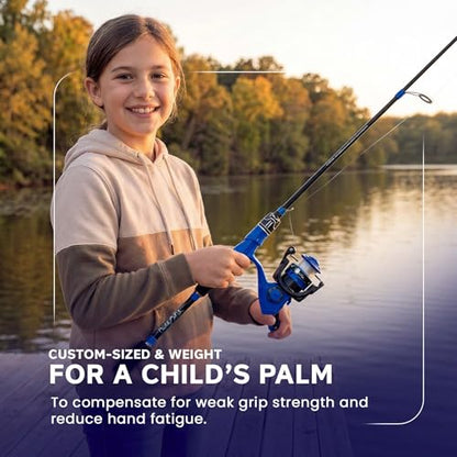 DaddyGoFish Spinning Fishing Rod and Reel Combo Set with Tackle Box | Kids Fishing Pole | Carbon Fiber Telescopic Fishing Rod Kit | Spinning Reel for Travel Saltwater Freshwater Fishing Gear Kit - color: Blue