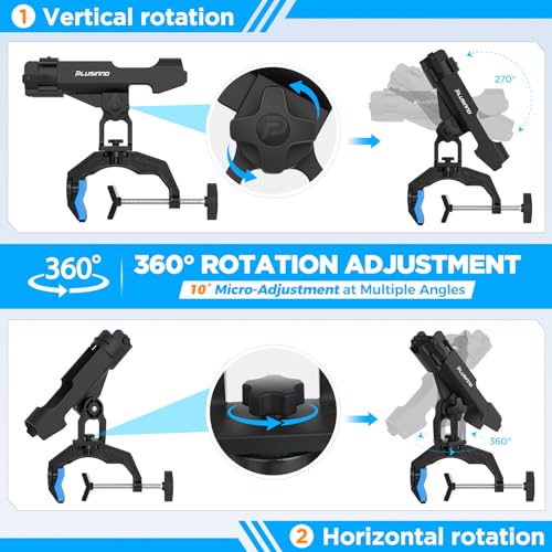 PLUSINNO 1/2/4 Pack Fishing Rod Holders for Boat, Fishing Rod Holder with Enlarge Clamp, Innovative Dual-V Shaped Design, Fit Round/Square Tube Boat Fishing, Fishing Gear, Fishing Gifts for Men - color: Rod Holder-2 Pack