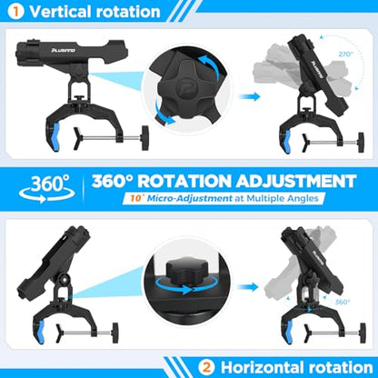 PLUSINNO 1/2/4 Pack Fishing Rod Holders for Boat, Fishing Rod Holder with Enlarge Clamp, Innovative Dual-V Shaped Design, Fit Round/Square Tube Boat Fishing, Fishing Gear, Fishing Gifts for Men - color: Rod Holder Pack of 4
