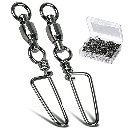 AMYSPORTS Saltwater Connector Fishing Snap Swivel High Strength Snaps Swivel Freshwater Ball Bearing Fishing Swivels Stainless Steel Corrosion Resistant Black Nickel - size: Size 0+0 (16lb) 50 pcs