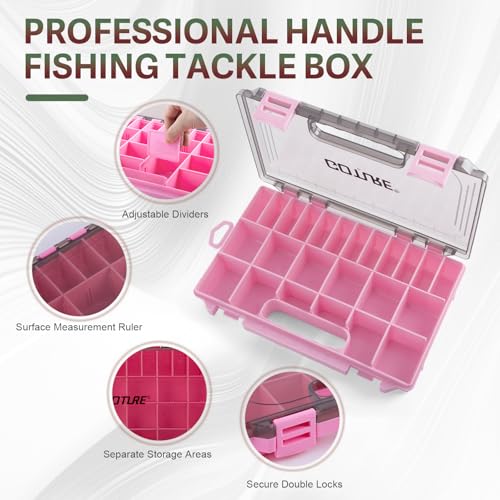 GOTURE Pink Fishing Tackle Box Set, Fishing Kit，12-in-1 Tackle Box Set with Stainless Steel Tools，Lures, Fishing Gift for Women & Beginners (Gift Ready) - color: Gift Boxed, size: Pink Tools Set + Lure Kit + CR-Gloves
