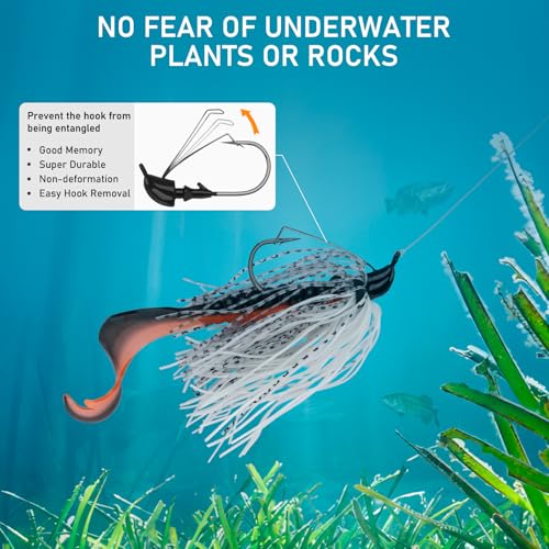 THKFISH Swim Jigs for Bass Fishing, Weedless Fishing Jig Lures with Ultra Smooth Teflon Hook, Titanium Weed Guard Swim baits for Crappie Bass Trout