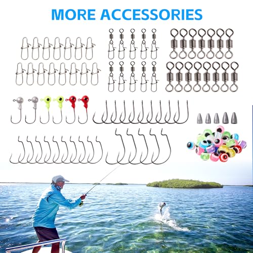 Fishing Lures,127PCS Tackle Box with Tackle Included,Crankbaits,Spoon,Hooks,Weight & Accessories,Fishing Bait Lure Gear Set,Bass,Trout Freshwater Saltwater