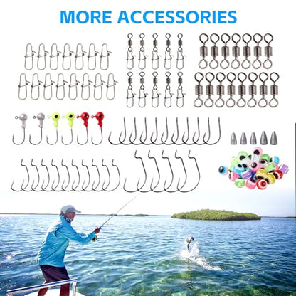 Fishing Lures,127PCS Tackle Box with Tackle Included,Crankbaits,Spoon,Hooks,Weight & Accessories,Fishing Bait Lure Gear Set,Bass,Trout Freshwater Saltwater