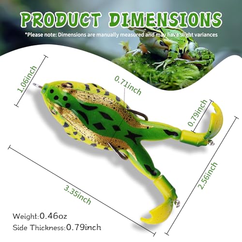 10 Pcs Bionic Frog Lures Kit with Double Propellers - Topwater Weedless Soft Frog Baits, Realistic Hollow Body Fishing Lures with Sharp Hooks for Bass Trout, Freshwater Saltwater Fishing Gear