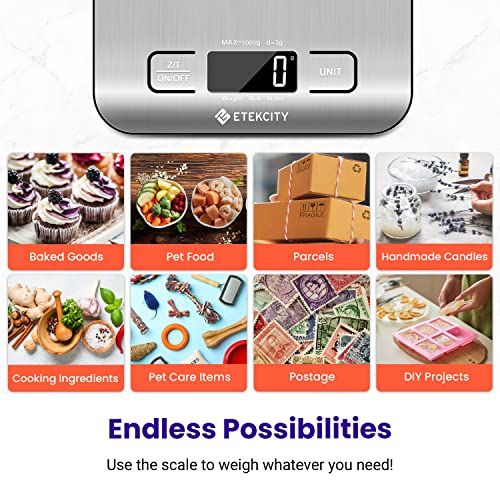 Etekcity Food Kitchen Scale, Digital Grams and Ounces for Weight Loss, Baking, Cooking, Keto and Meal Prep, LCD Display, Medium, 304 Stainless Steel - color: Stainless Steel