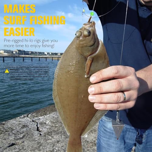 Dovesun Surf Fishing Rigs High Low Rigs Fishing Saltwater for Fluke Flounder Porgy Snapper Sea Trout - color: A-High Low Rigs-2/0 Hook-10PCS