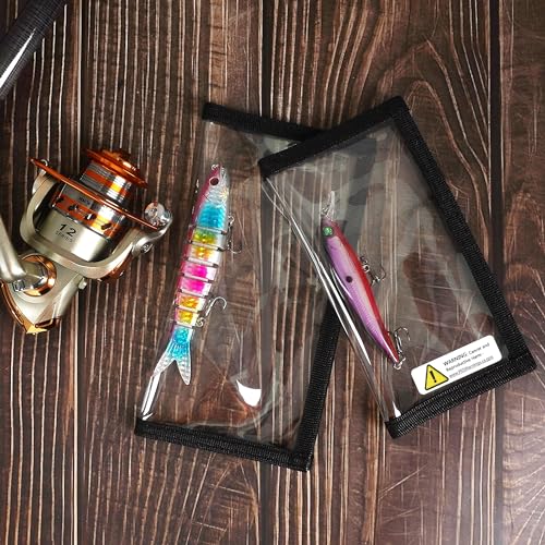 OROOTL Fishing Lure Wraps Hook Covers, 5/12 Packs Fishing Lure Covers for Rod Durable Clear PVC Treble Hook Cover Bait Storage Protector Keep Safe from Sharp Hooks - style: Black-6 M+6 L