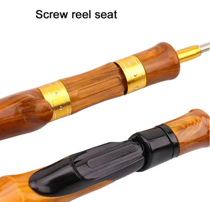 Pack of 1 62cm Portable Ice Fishing Pole - Wooden Handle Short Section Rod, Winter Outdoor Fishing Gear Fishing Rod - style: Spinning Rod 1pcs