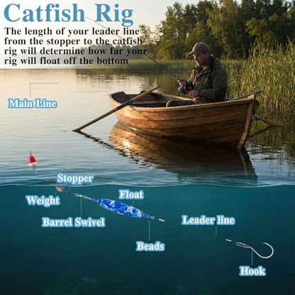 Soulchen 4 Pcs Catfish Float Rigs Fishing Bobbers 3 Inch Float Popping Corks Catfishing Equipment Tackle Combo EVA Peg High Buoyancy Body Circle Hooks Weight - color: Fashion