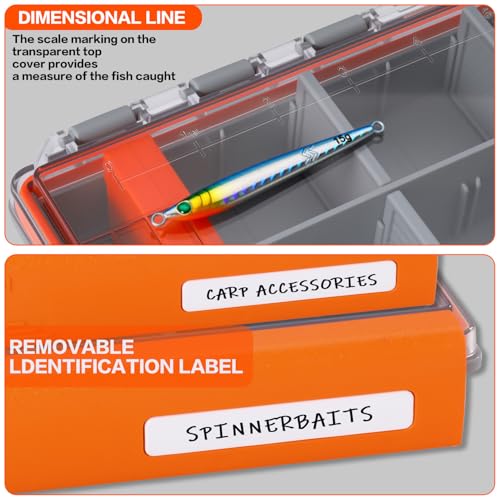Sougayilang Waterproof Tackle Box,Plastic Box-2packs,Waterproof 3700 Tackle Trays,Fishing Plastic Box Organizer With Removable Dividers,Fishing Tackle Storage.
