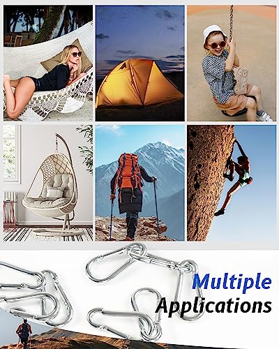 Small Carabiner Clip, 30pcs 1.57inch Mini Carabiners Clips, M4 Stainless Steel Spring Snap Hook Heavy Duty, Locking Carribenares for Climbing Hiking Camping Fishing