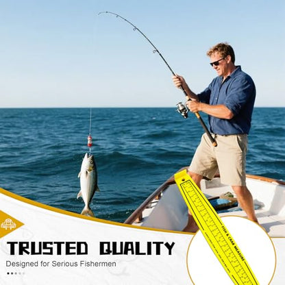 Fish Measuring Board, 32-Inch Foldable Fish Ruler with Lanyard Eyelet, Lightweight Bump Board for Boat and Kayak, Folds to 16 Inches, Dual-Sided Inch/CM Scale, Yellow