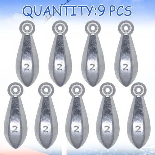 Fishing Weights Sinkers Bullet Fishing Weights Sinkers Ocean Saltwater | Surf Fishing Gear Fishing Assortment 1oz 2oz 3oz 4oz - size: 2oz-9pcs