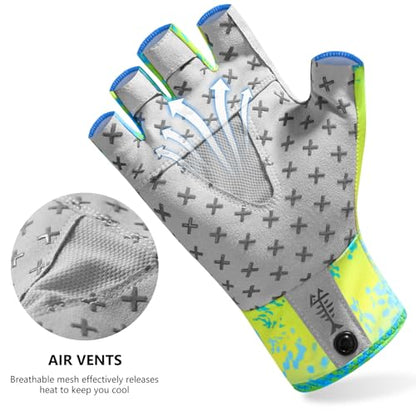 BASSDASH Unisex UPF 50+ Half Finger Sun Gloves Fingerless Breathable UV Protection for Fishing Hiking Kayaking Rowing FG02 - color: Mahi, size: Medium